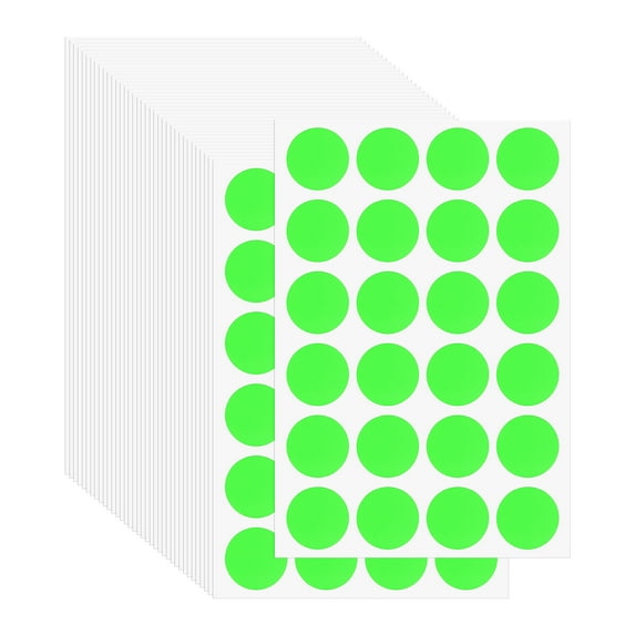 Uxcell Colored Dot Stickers Color Coding Blank Circle Label Adhesive Round Price Stickers for Office Classroom Fluorescent Green 3/4"