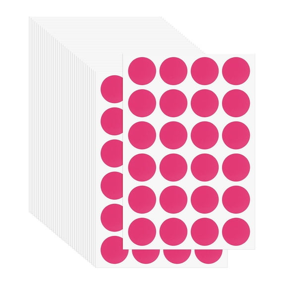 Uxcell Colored Dot Stickers Color Coding Blank Circle Label Adhesive Round Price Stickers for Office Classroom Magenta 3/4"