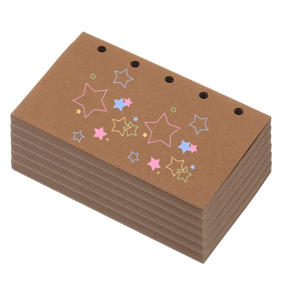 Uxcell Colored Loose Leaf Paper, 4.1" x 2.5"(A8) 300 Sheets 5 Holes Punched 150GSM Blank Binder Refill Paper Supplies for Office Note Taking Teacher Planner Journal Notebook, Brown