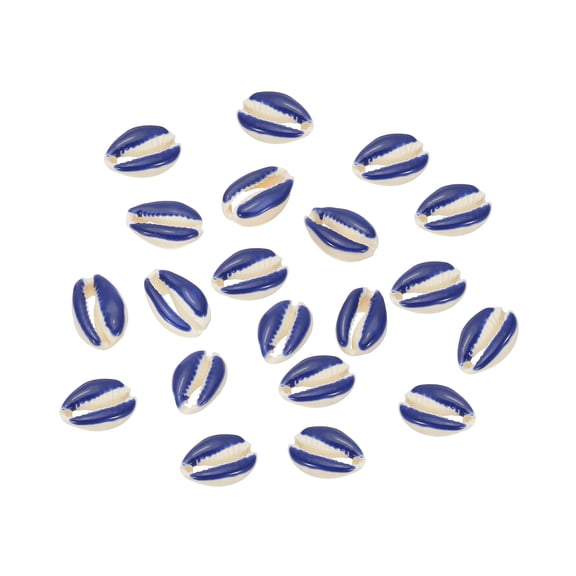 Uxcell Colored Shell, 20 Pcs Blue, White Smooth Cut Oval Seashells Beads for DIY Jewelry Making