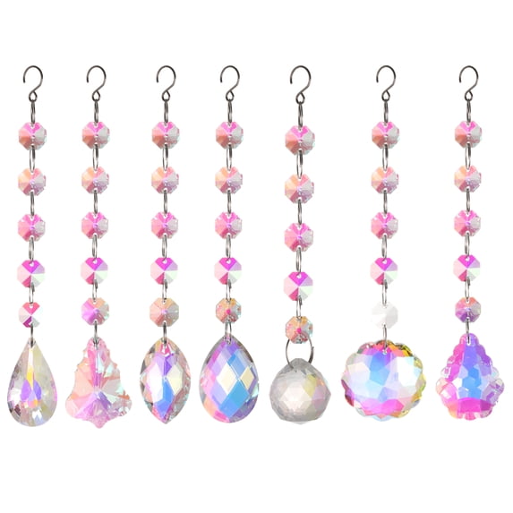Uxcell Colorful Crystals Sun Catcher Hanging Suncatcher Prism Pendant for Home Decor 7Pcs