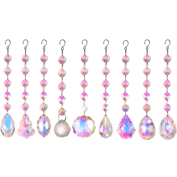 Uxcell Colorful Crystals Sun Catcher Hanging Suncatcher Prism Pendants for Home Decor, 9Pcs