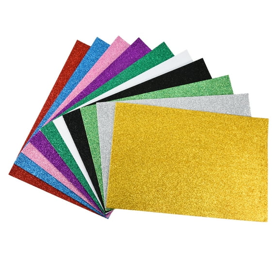 Uxcell Colorful EVA Glitter foam Sheets Self Adhesive 7.8 x 11.8 Inch 2mm Thickness for Crafts DIY, 2 Set