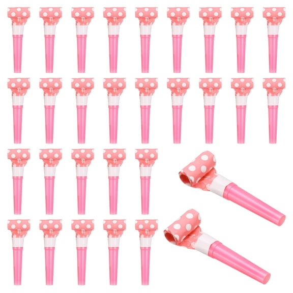 Uxcell Colorful Party Blower, Polka Dot Pattern, Light Pink 30Pcs, Funny Blowouts Blow Horns Tube Blowout Party Gift Favors for Birthday Parties Christmas New Years Celebration Noise Makers