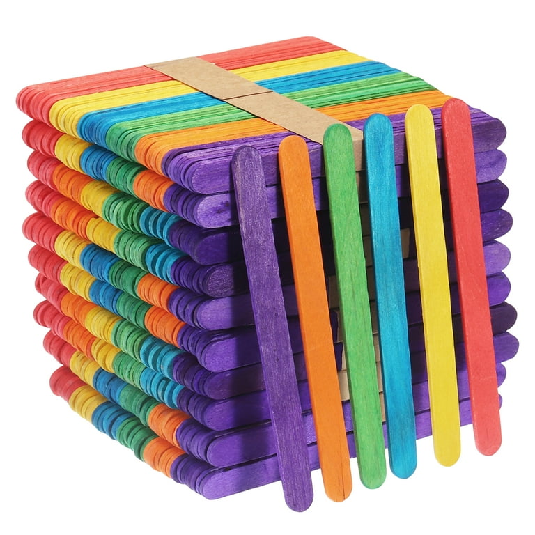 Rainbow Wood Craft Sticks, Colorful Sticks 4.5 Wooden Craft Stick