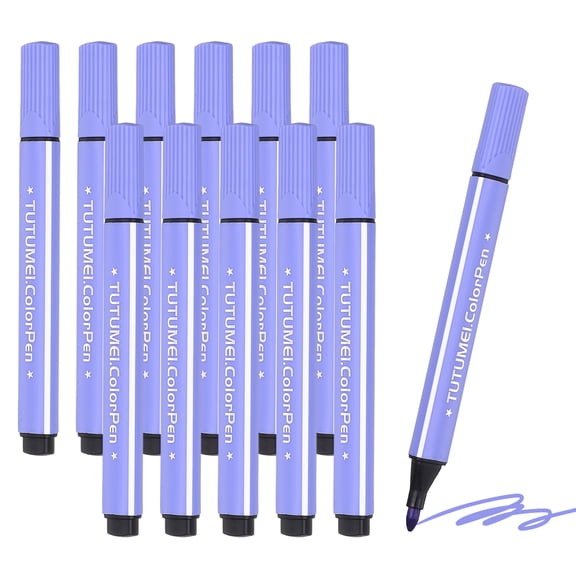 Uxcell Coloring Markers, 12 Pack Lavender Triangle Washable Coloring Drawing Doodling Markers Easy to Clean Bright Color Pen Bulk for Adult Coloring Books Home Office and Study Use