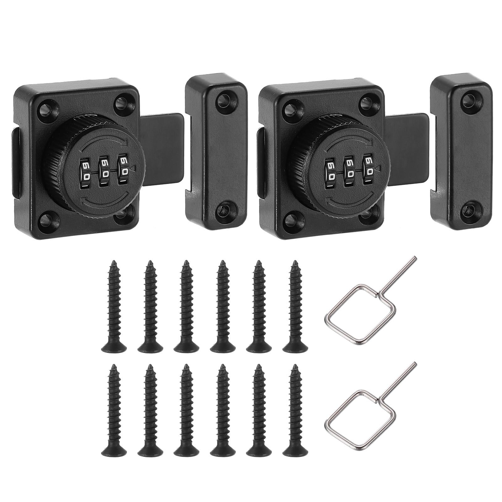 Uxcell Combination Cabinet Latch, 3-Digit Password Cabinet Lock Zinc Alloy Heavy Duty Keyless Safety Door Lock for One-Way Drawer Cupboard, Black