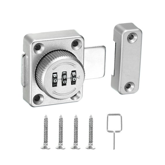 Uxcell Combination Cabinet Latch Keyless Drawer Lock 3-Digit Password Cabinet Lock Safety Lock Silver
