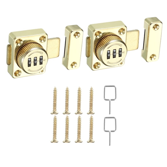 Uxcell Combination Cabinet Latch Zinc Alloy Keyless Drawer Lock 3-Digit Password Cabinet Lock Safety Lock Gold