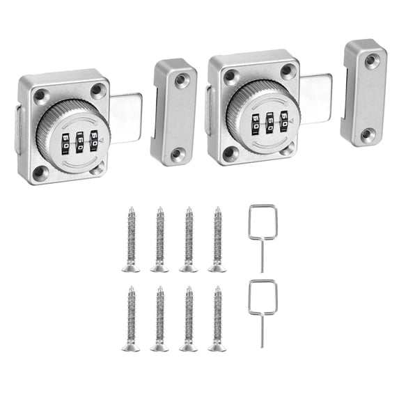 Uxcell Combination Cabinet Latch Zinc Alloy Keyless Drawer Lock 3-Digit Password Cabinet Lock Safety Lock Silver