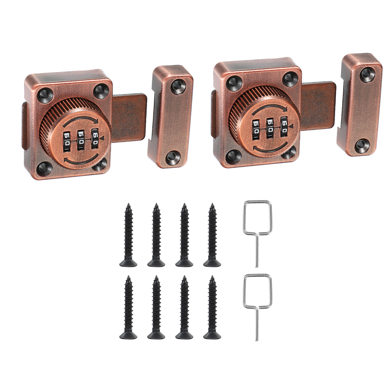 Uxcell Combination Cabinet Latch Zinc Alloy Keyless Drawer Lock, Copper 2 Pack