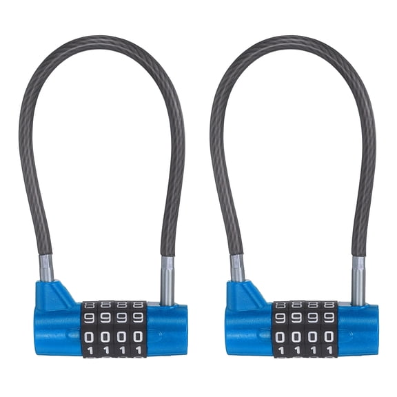 Uxcell Combination Cable Lock, (7 Inch, Blue) (2 Pcs), 4 Digit Long Shackle Padlock with Steel Cable Resettable Waterproof Padlock for Gym Locker Cabinet Travel Bag Luggage Toolbox