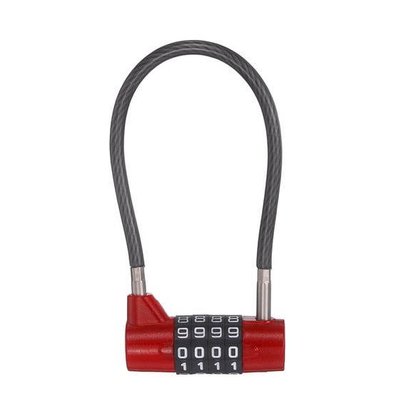 Uxcell Combination Cable Lock, (7 Inch, Red), 4 Digit Long Shackle Padlock with Steel Cable Resettable Waterproof Padlock for Gym Locker Cabinet Travel Bag Luggage Toolbox