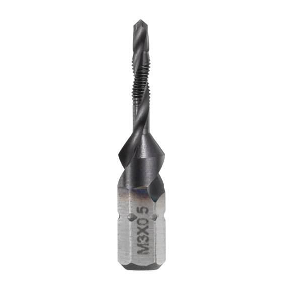 Uxcell Combination Drill and Tap Bits Metric M3 x 0.5 Thread TiAlN Coated 1/4" Hex Shank Machine Tapping