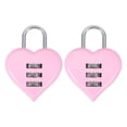 thumbnail image 1 of Uxcell Combination Locks, Heart Shape 3 Digit Password Padlock Love Locker Lock for Jewelry Storage Box Diary Gym Outdoor Fence Gate Hasp Cabinet Storage, Pink, Pack of 2, 1 of 7