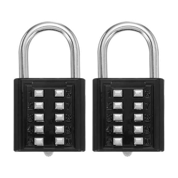 Uxcell Combination Padlock 10-Digit Push Button Padlock 5-Position Locking Mechanism Security Lock Black 2 Pack