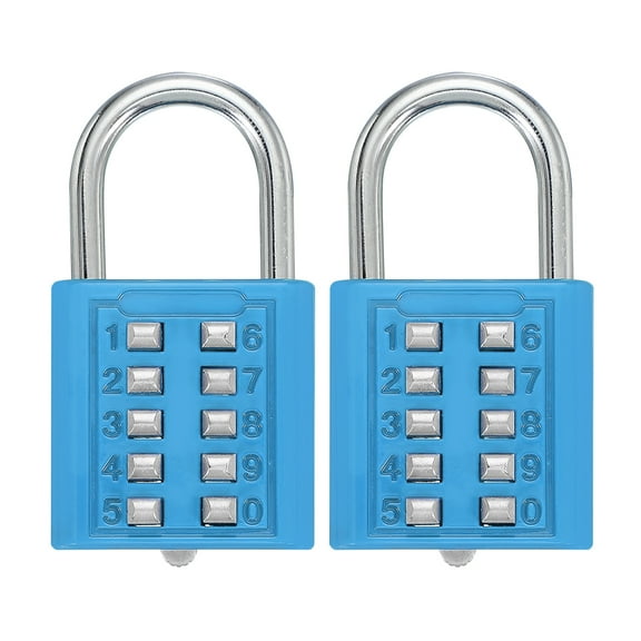 Uxcell Combination Padlock 10-Digit Push Button Padlock 5-Position Locking Mechanism Security Lock Lake Blue 2 Pack