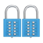 Uxcell Combination Padlock 10-Digit Push Button Padlock 5-Position Locking Mechanism Security Lock Lake Blue 2 Pack