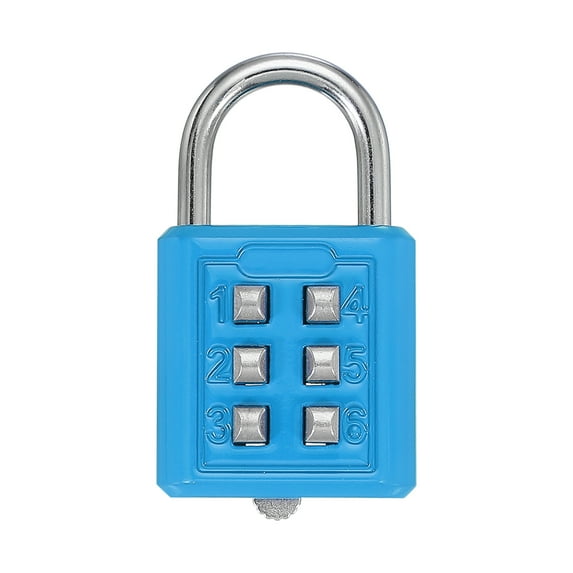Uxcell Combination Padlock 6-Digit Push Button Padlock 3-Position Locking Mechanism Security Lock Sky Blue