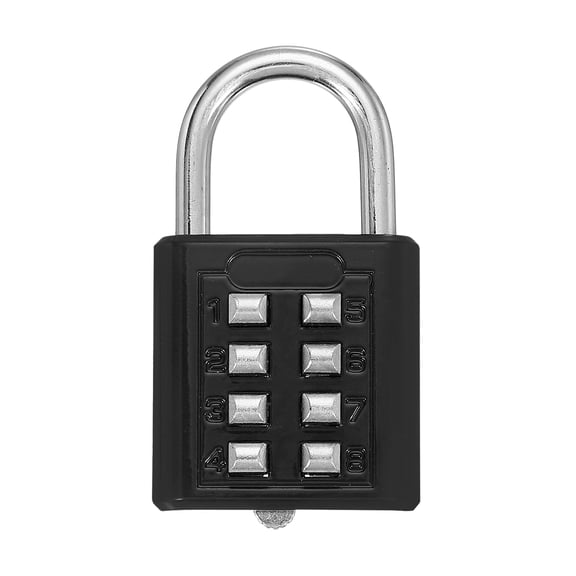 Uxcell Combination Padlock 8-Digit Push Button Padlock 4-Position Locking Mechanism Security Lock Black
