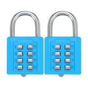 Uxcell Combination Padlock 8-Digit Push Button Padlock 4-Position Locking Mechanism Security Lock Lake Blue 2 Pack