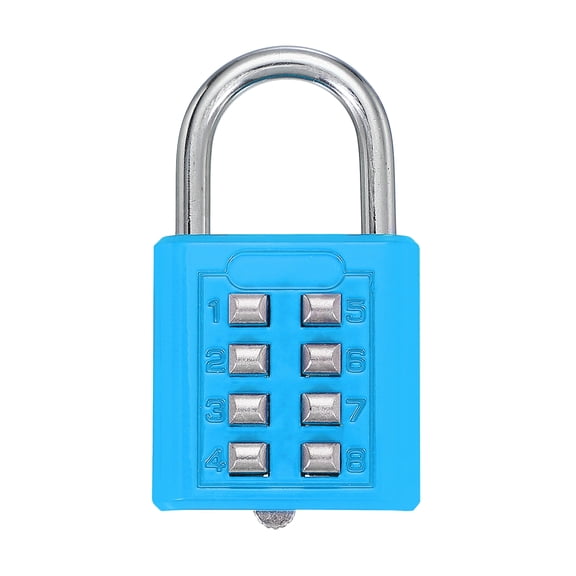 Uxcell Combination Padlock 8-Digit Push Button Padlock 4-Position Locking Mechanism Security Lock Lake Blue