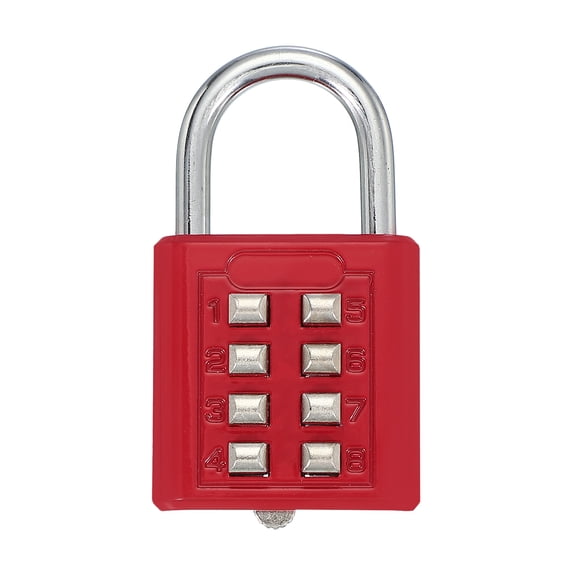 Uxcell Combination Padlock 8-Digit Push Button Padlock 4-Position Locking Mechanism Security Lock Red