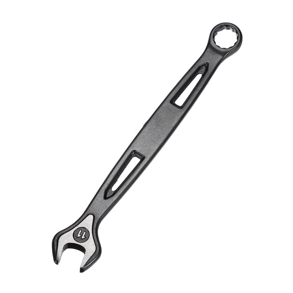 Uxcell Combination Wrench 11mm Metric Extra Long 12-Point Box and Open End Carbon Steel Double Ended Industrial Grade Spanner for Automotive Furniture Machinery DIY Repair, Black