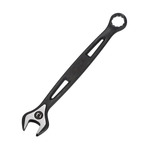 Uxcell Combination Wrench 13mm Metric Extra Long 12-Point Box and Open End Carbon Steel Double Ended Industrial Grade Spanner for Automotive Furniture Machinery DIY Repair, Black