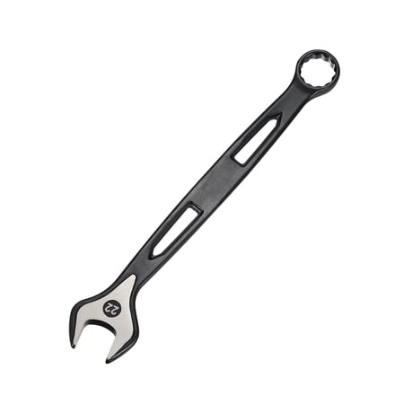 Uxcell Combination Wrench 22mm Metric Extra Long 12-Point Box and Open End Carbon Steel Double Ended Industrial Grade Spanner for Automotive Furniture Machinery DIY Repair, Black