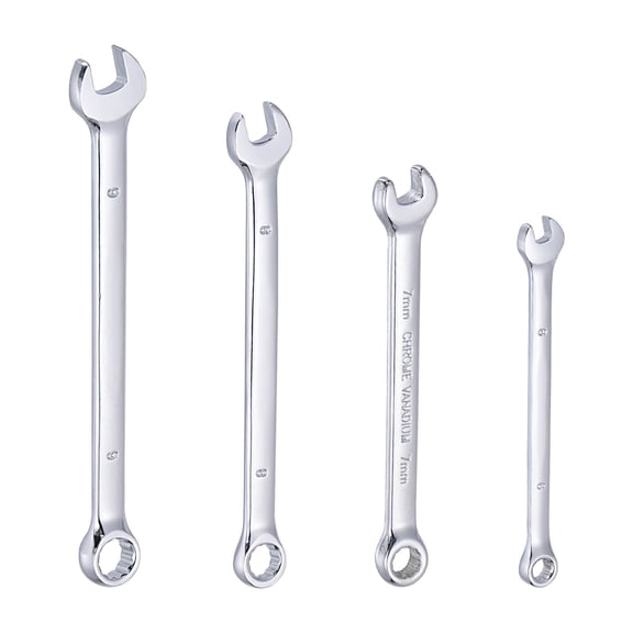 Uxcell Combination Wrench Set, Metric 6-9mm Open End and Box End, CR-V Steel with Rolling Pouch, 4-Piece