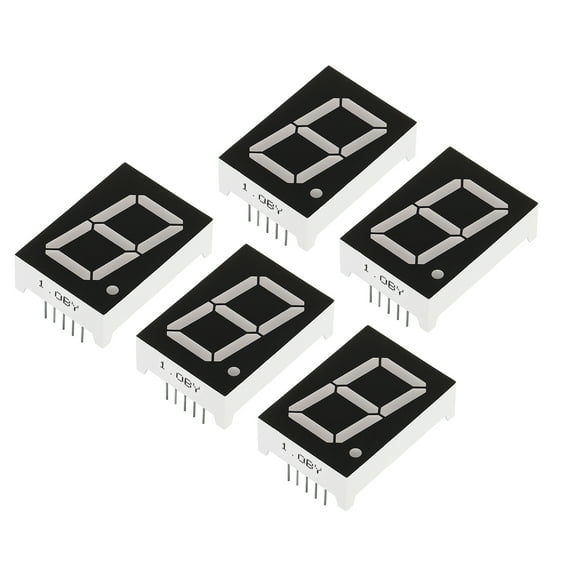 Uxcell Common Anode 7 Segment 10 Pin 1 Bit 2.1V 1" LED Display Digital Tube Yellow 5 Pack