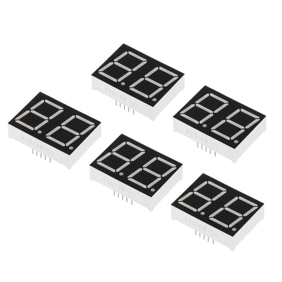 Uxcell Common Anode 7 Segment 10 Pin 2 Bit 3.3V LED Display Digital Tube White 5 Pack