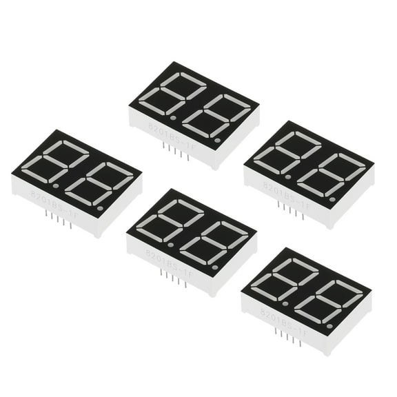 Uxcell Common Anode 7 Segment 10 Pin 2Bit 2.1V LED Display Digital Tube Red 5 Pack