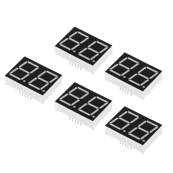 Uxcell Common Anode 7 Segment 10 Pin 2Bit 3.3V LED Display Digital Tube White 5 Pack