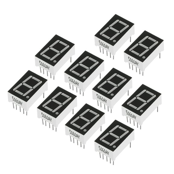 Uxcell Common Cathode 7 Segment 10 Pin 1 Bit 2.1V 0.56" LED Display Digital Tube Yellow 10 Pack
