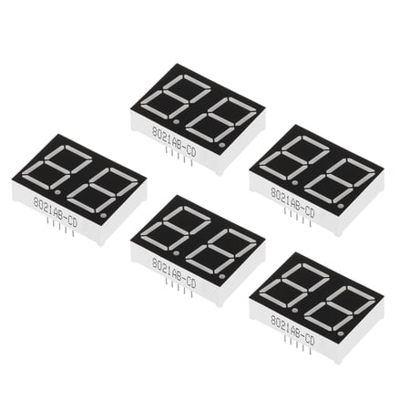 Uxcell Common Cathode 7 Segment 10 Pin 2 Bit 3.3V LED Display Digital Tube Blue 5 Pack