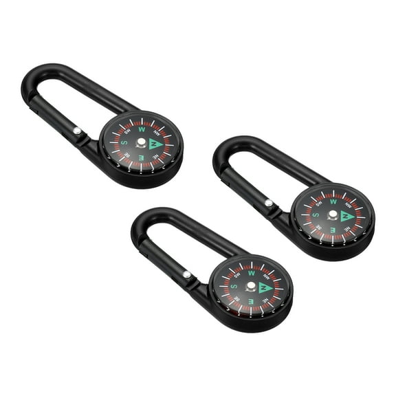 Uxcell Compass, Buckle Compass Keychain Waterproof Survival Pocket Compass, Black 3Pack