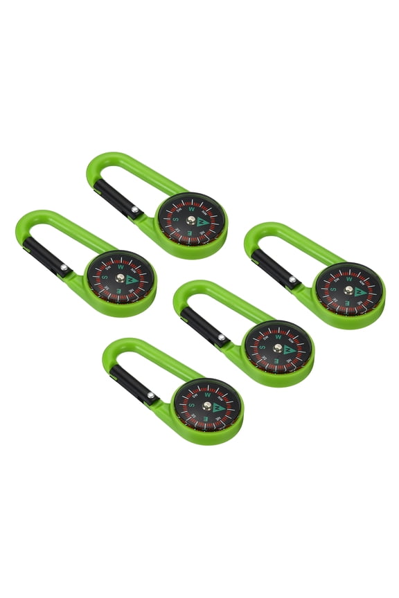 Compass, Buckle Compass Keychain Waterproof Survival Pocket Compass, Green 5Pack