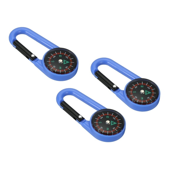 Uxcell Compass, Buckle Compass Keychain Waterproof Survival Pocket Compass, Light Blue 3Pack