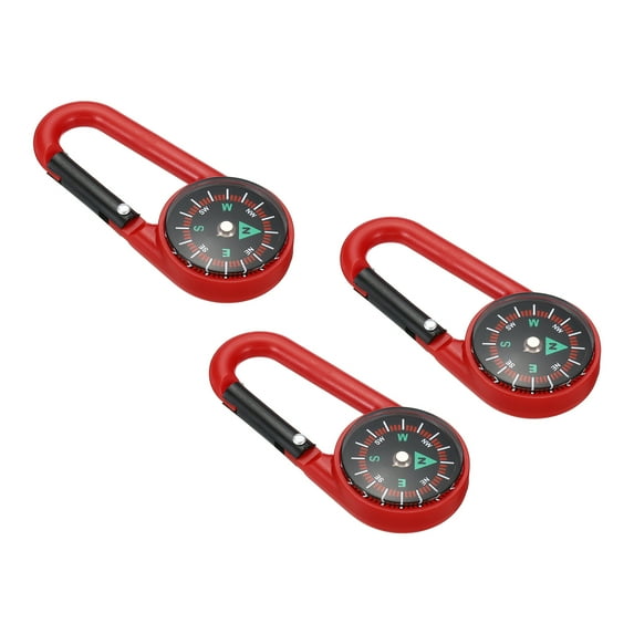 Uxcell Compass, Buckle Compass Keychain Waterproof Survival Pocket Compass, Red 3Pack