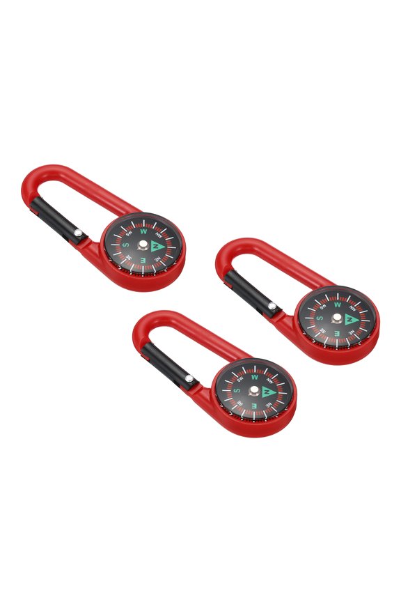 Compass, Buckle Compass Keychain Waterproof Survival Pocket Compass, Red 3Pack
