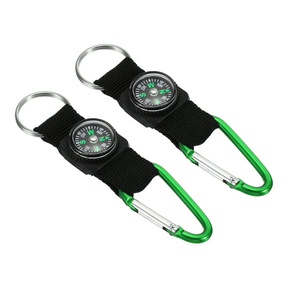 Uxcell Compass Keychain Belt Clip Camping Explorer Party Favors Green Black 2 Pack