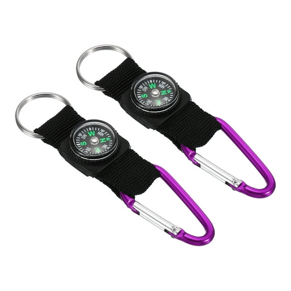 Uxcell Compass Keychain Belt Clip Camping Explorer Party Favors Purple Black 2 Pack