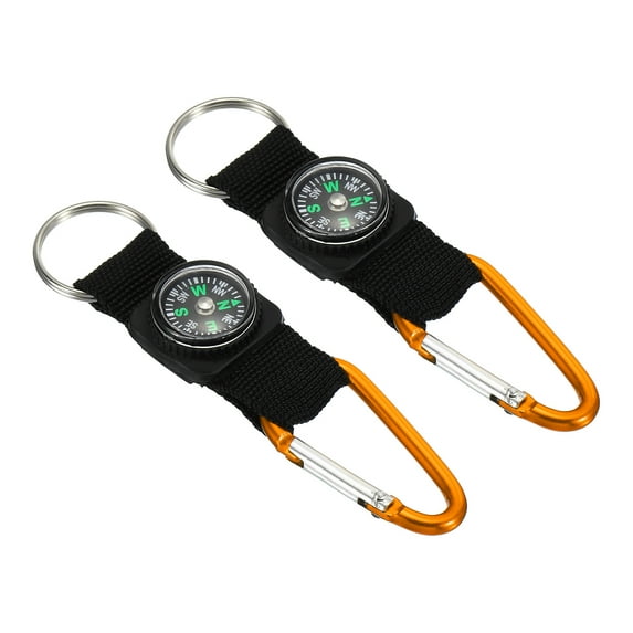 Uxcell Compass Keychain Belt Clip Camping Explorer Party Favors Yellow Black 2 Pack