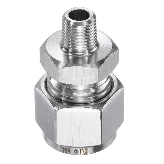 Uxcell Compression Fitting 1/2" OD x 1/8" PT Male Stainless Steel Coupler Adapter