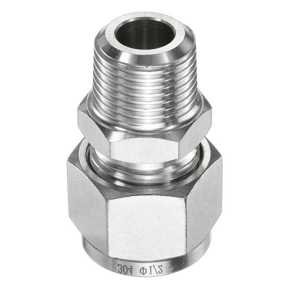 Uxcell Compression Fitting 1/2" OD x 3/8" PT Male Stainless Steel Coupler Adapter