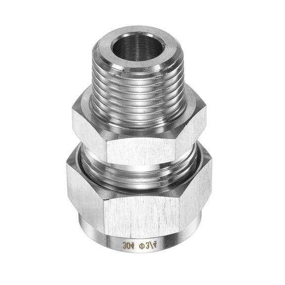 Uxcell Compression Fitting 3/4" OD x 1/2" NPT Male Stainless Steel Coupler Adapter