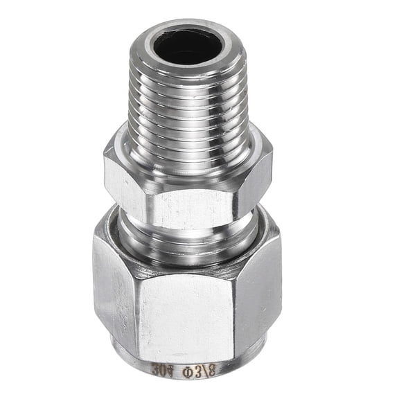 Uxcell Compression Fitting 3/8" OD x 1/4" PT Male Stainless Steel Coupler Adapter
