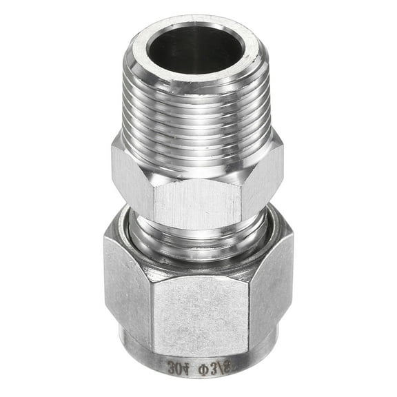 Uxcell Compression Fitting 3/8" OD x 3/8" PT Male Stainless Steel Coupler Adapter